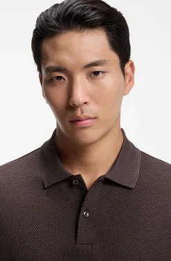 Knit polo shirt in two-tone cotton