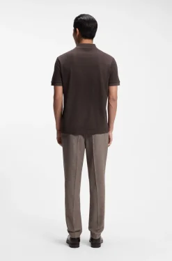 Knit polo shirt in two-tone cotton