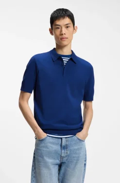 Knit polo with covered placket