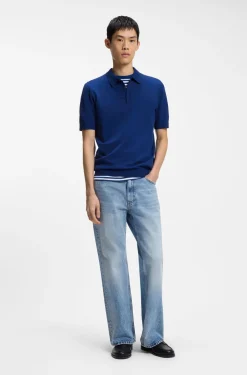 Knit polo with covered placket