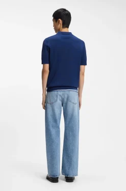 Knit polo with covered placket
