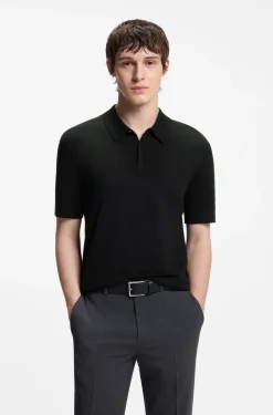 Knit polo with covered placket