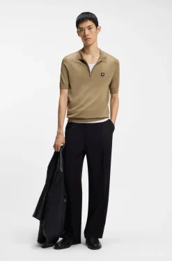 Knit polo with zipped neck
