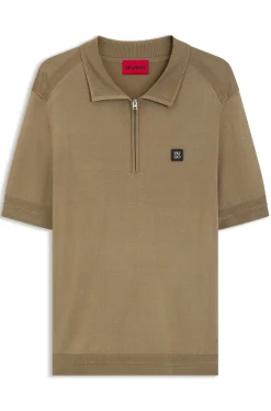 Knit polo with zipped neck