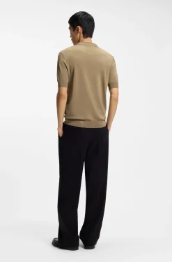 Knit polo with zipped neck