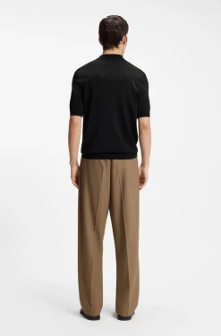 Knit polo with zipped neck
