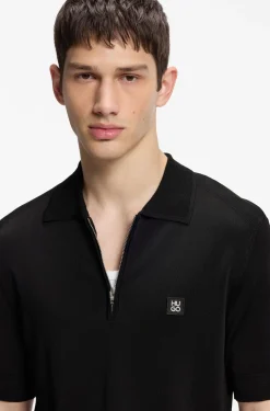 Knit polo with zipped neck