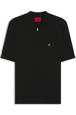 Knit polo with zipped neck