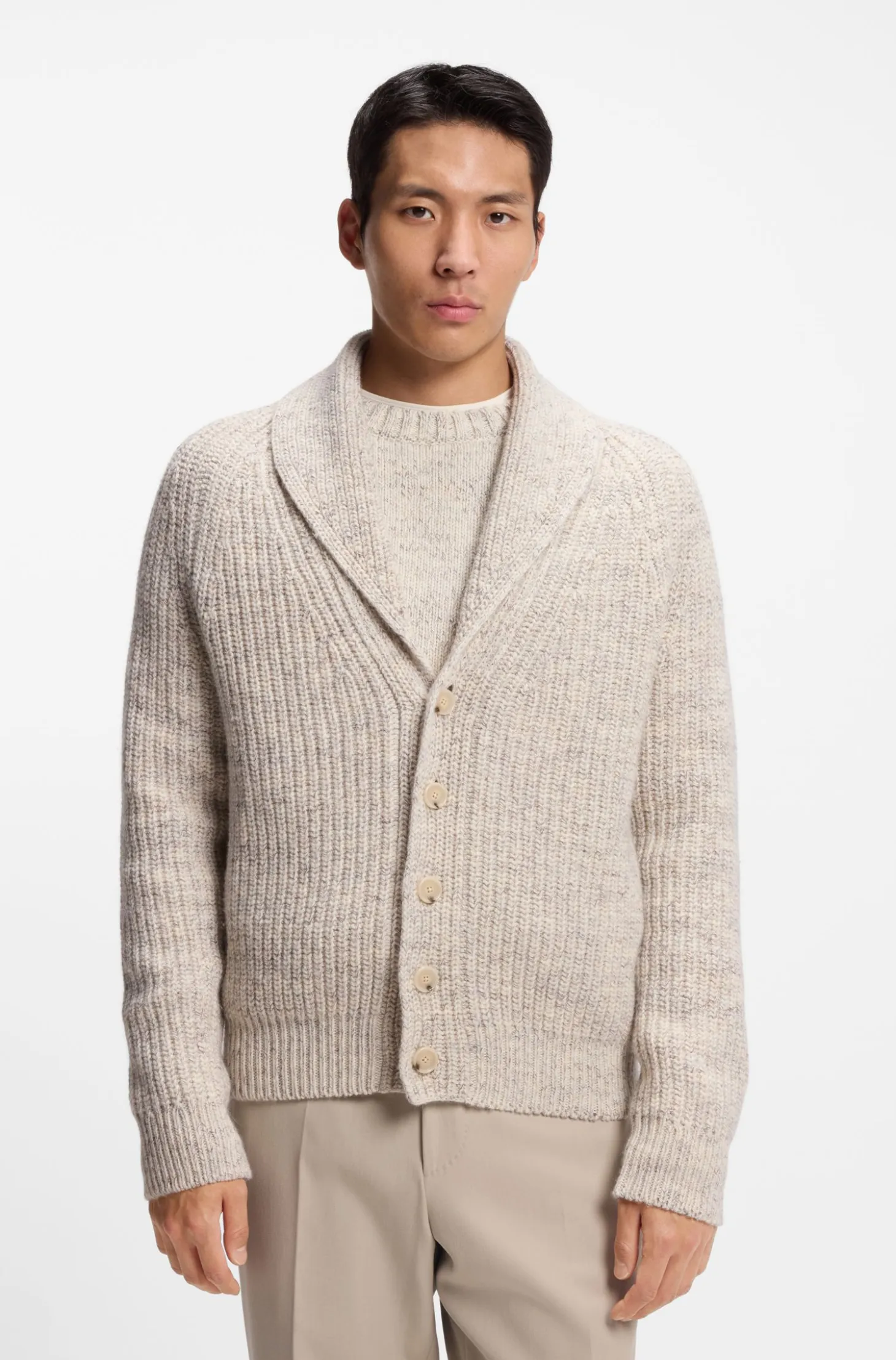 Knitted cardigan in cashmere and wool