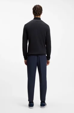Knitted-cotton cardigan with contrast logo