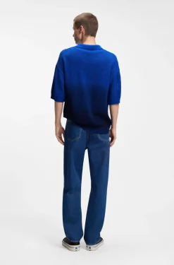 Knitted-cotton sweater with dip-dye effect