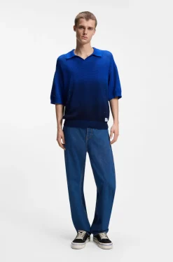 Knitted-cotton sweater with dip-dye effect