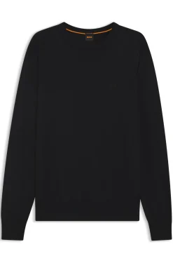 Knitted-cotton sweater with embroidered logo