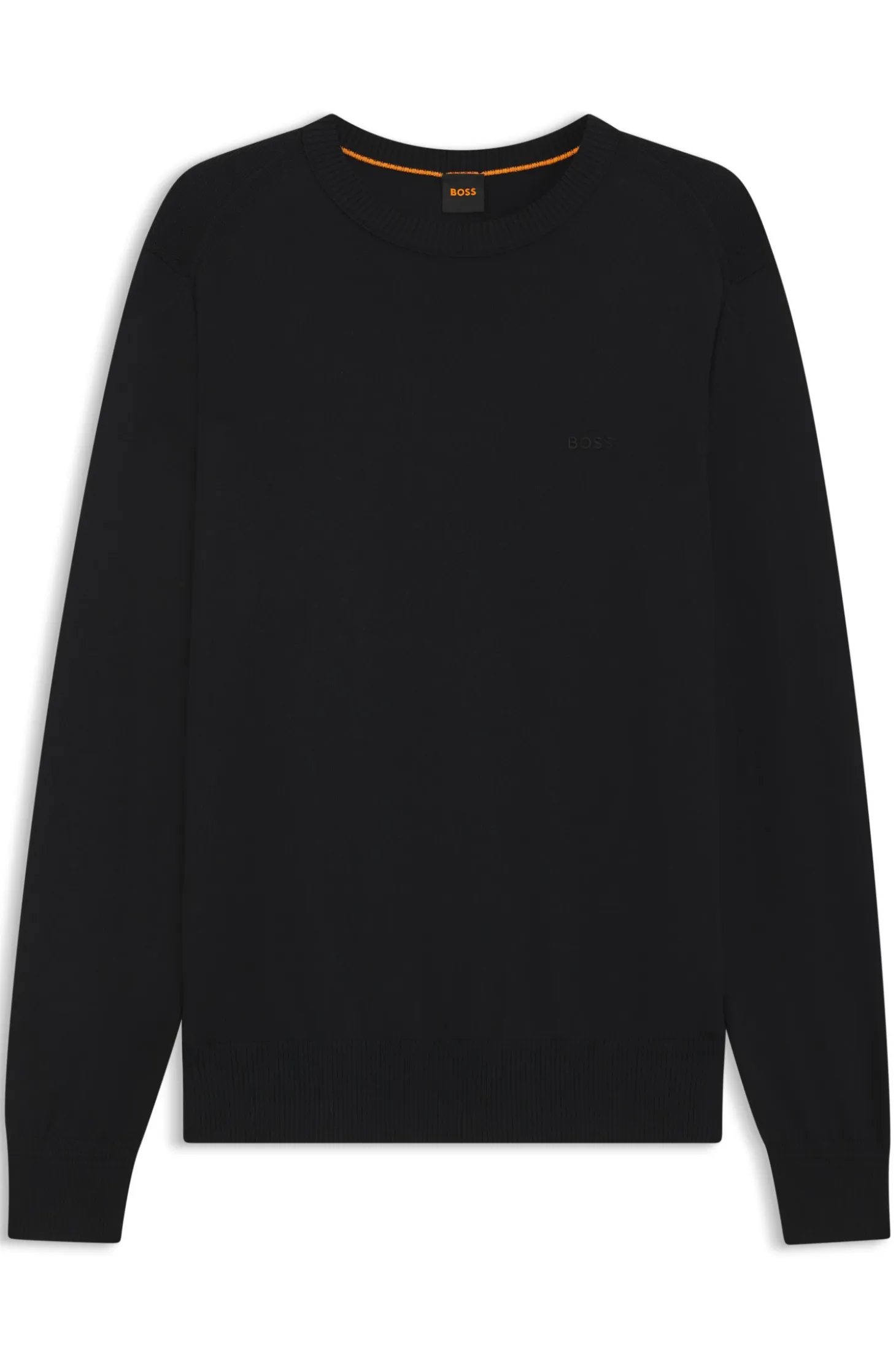 Knitted-cotton sweater with embroidered logo