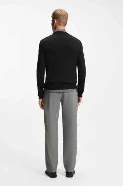 Knitted-cotton sweater with embroidered logo