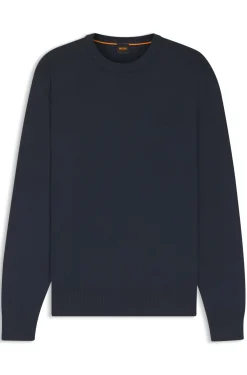 Knitted-cotton sweater with embroidered logo