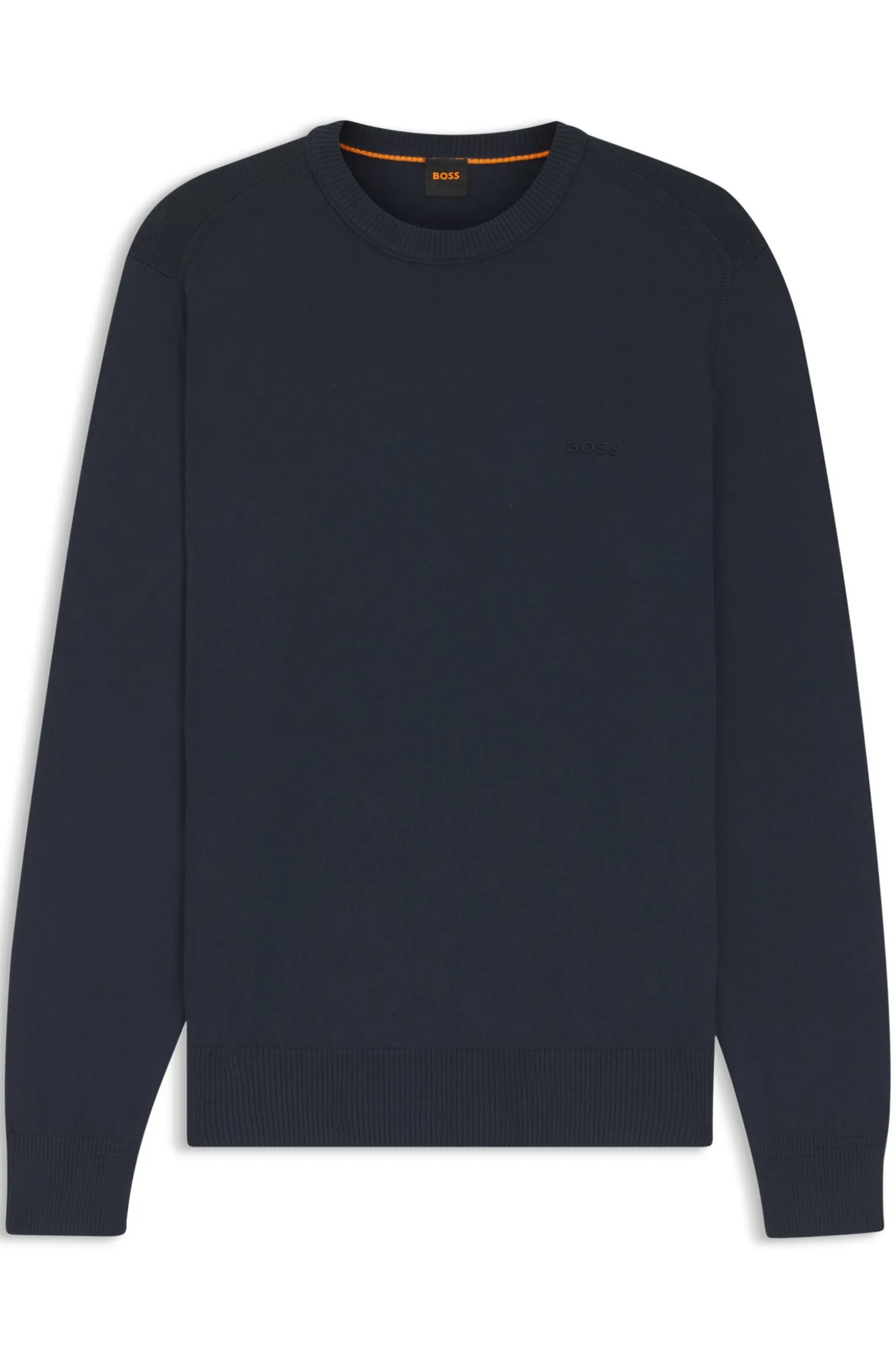 Knitted-cotton sweater with embroidered logo