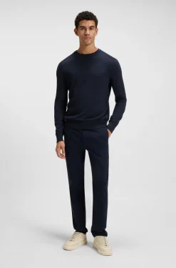 Knitted-cotton sweater with embroidered logo