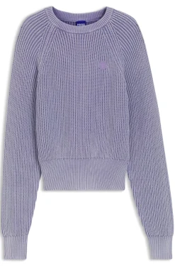 Knitted-cotton sweater with Happy HUGO logo