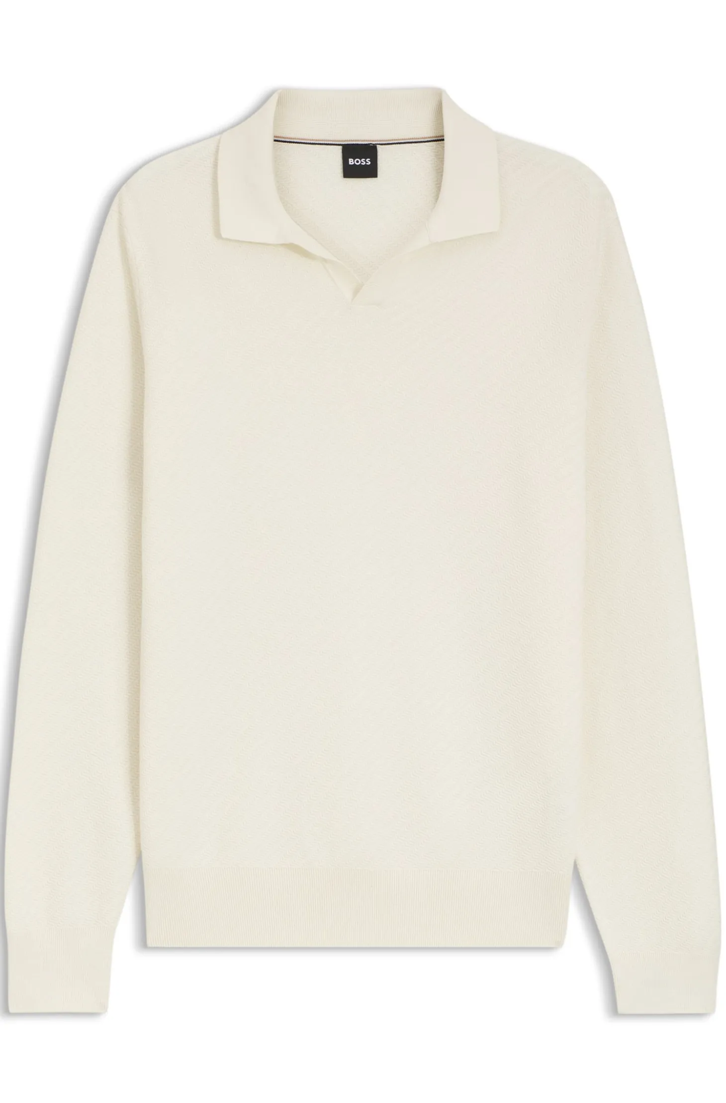 Knitted-cotton sweater with Johnny collar