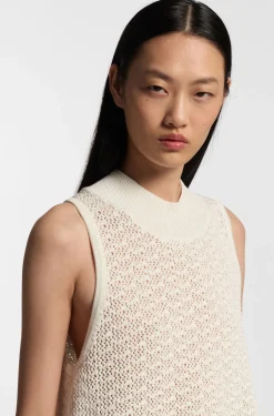 Knitted cotton top with micro-lace structure