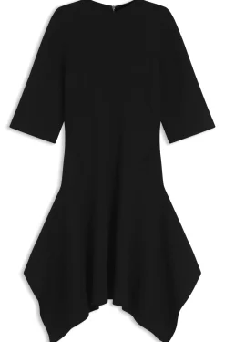Knitted dress with shaped hemline