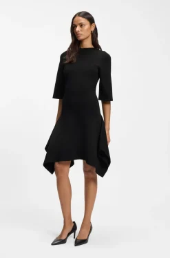 Knitted dress with shaped hemline