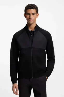 Knitted hybrid jacket with waffle fabric