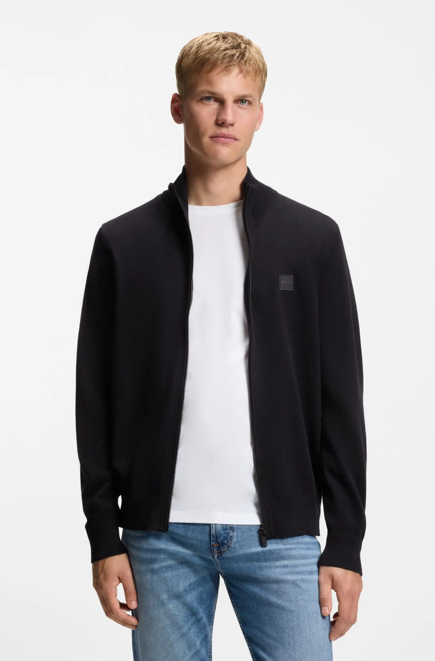 Knitted jacket in cotton and cashmere