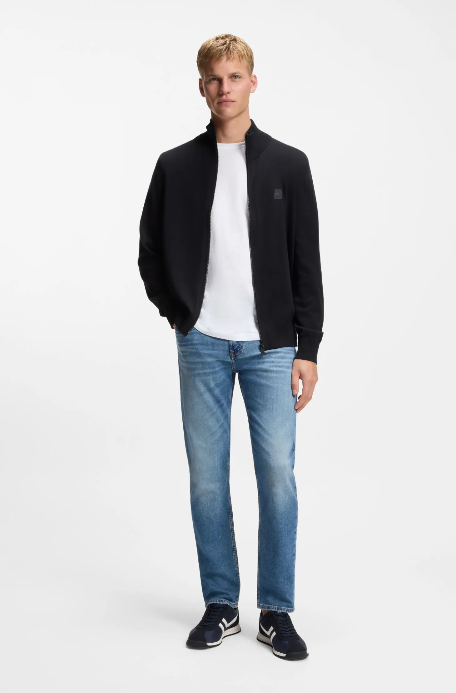 Knitted jacket in cotton and cashmere