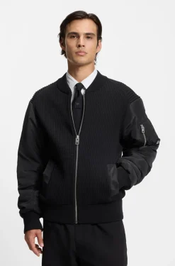 Knitted jacket with contrast sleeves
