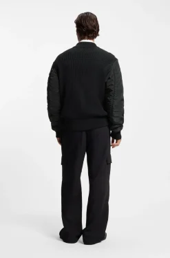 Knitted jacket with contrast sleeves