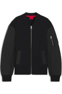 Knitted jacket with contrast sleeves