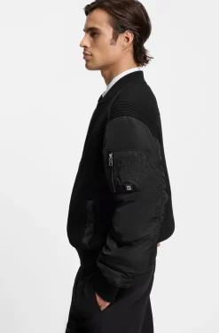 Knitted jacket with contrast sleeves