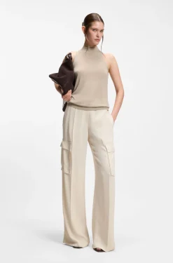 Knitted mock-neck top in superfine yarn