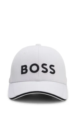 Knitted-piqué six-panel cap with embroidered logo