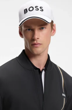 Knitted-piqué six-panel cap with embroidered logo