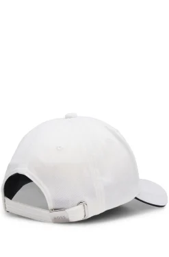 Knitted-piqué six-panel cap with embroidered logo