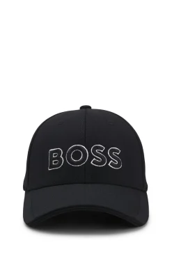 Knitted-piqué six-panel cap with embroidered logo