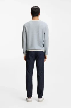 Knitted-structure sweater in cotton and silk