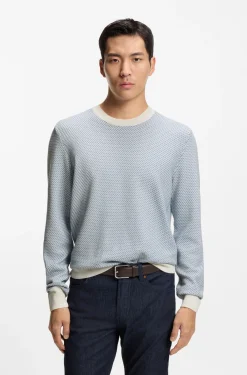Knitted-structure sweater in cotton and silk