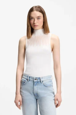 Knitted top with sheer section