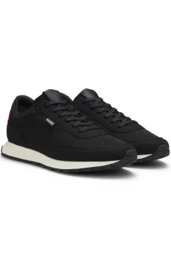 Knitted-upper trainers with logo flag