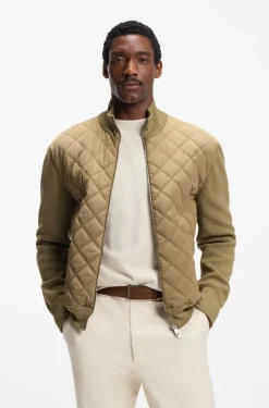 Knitted-wool jacket with quilted front
