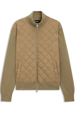 Knitted-wool jacket with quilted front
