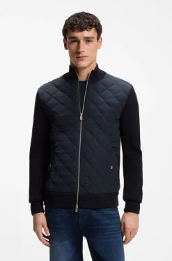 Knitted-wool jacket with quilted front