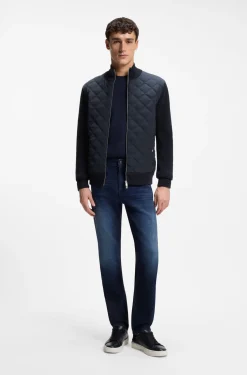 Knitted-wool jacket with quilted front