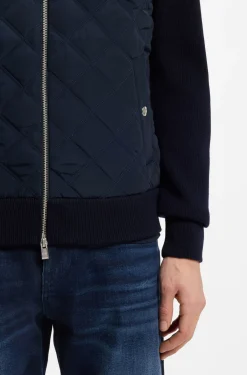 Knitted-wool jacket with quilted front