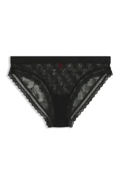 Lace briefs with branded waistband