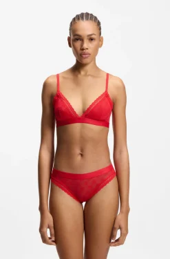 Lace briefs with branded waistband